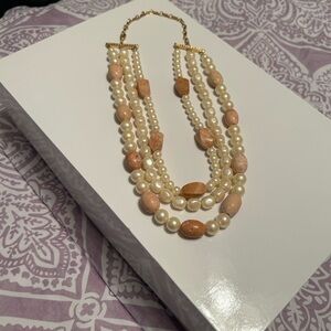 Elegant Pearl and Stone Bead Necklace